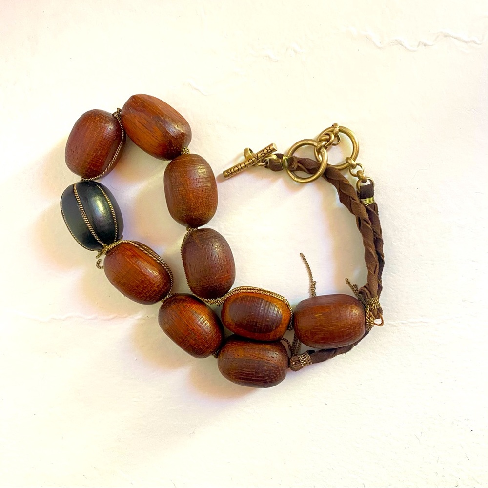 Chain and Wooden Beaded Chunky Natural Necklace
